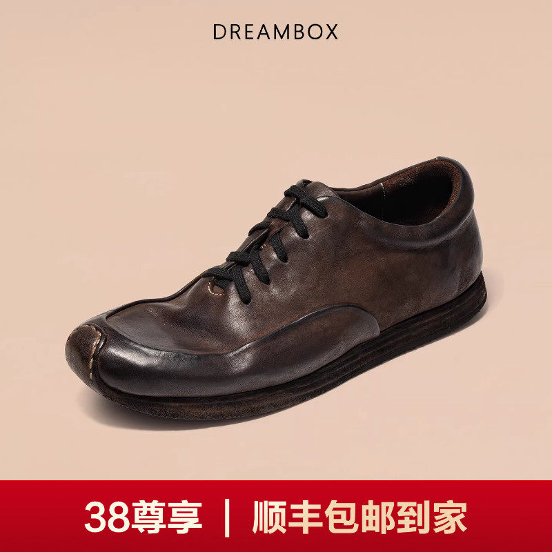 DREAMBOX钧博水洗马皮男鞋纯手工运动休闲鞋舒适透气平底男士鞋子