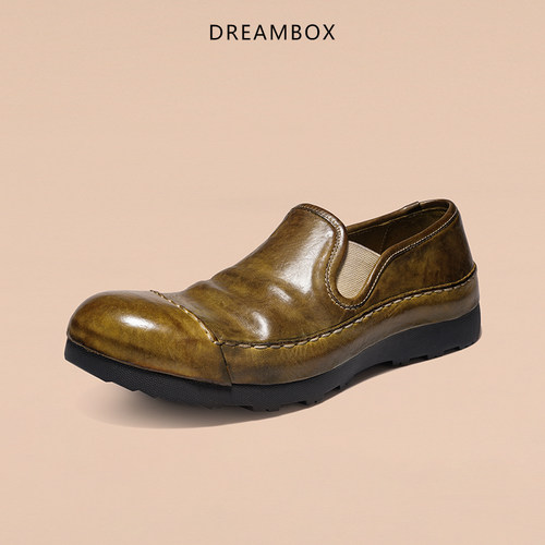 DREAMBOX钧博新款男士一脚蹬马皮解放鞋舒适百搭户外休闲懒人男鞋