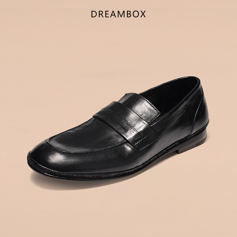 dreambox钧博vibram皮底男士乐福鞋夏季新款轻便透气一脚蹬懒人鞋