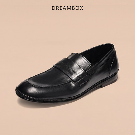 DREAMBOX钧博真皮底男士乐福鞋夏季新款轻便透气一脚蹬懒人鞋