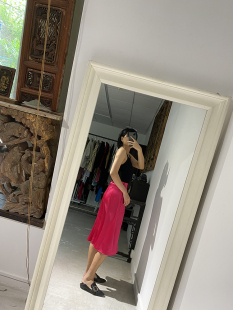 孤品秒杀 小鱼尾半身裙 国际色正玫红进口三醋酸