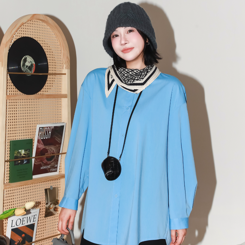 设计感小众简约圆领长袖衬衫