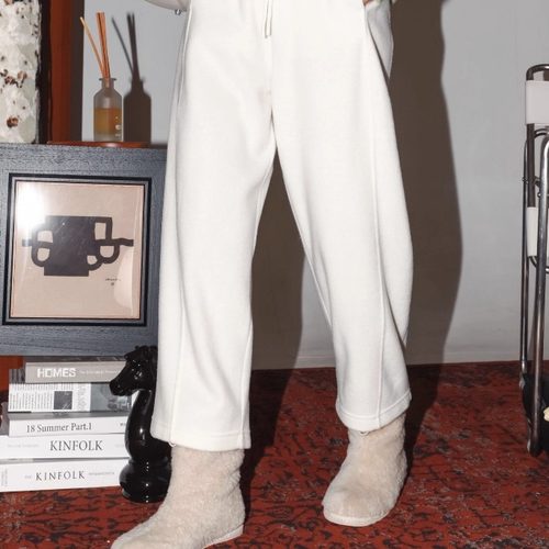 羊毛轻盈保暖松紧腰抽绳九分裤