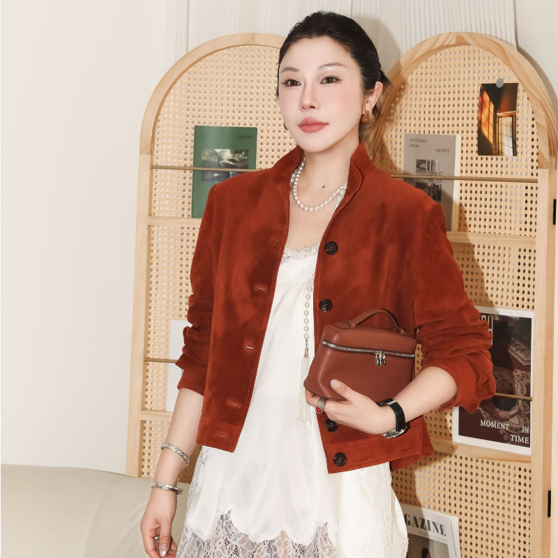 PENNYPENG 佛罗伦萨 黑标系列简约老钱风羊皮高级雾面光泽外套,女装/女士精品,短外套,淘宝优惠券,粉丝福利购,淘宝优惠卷