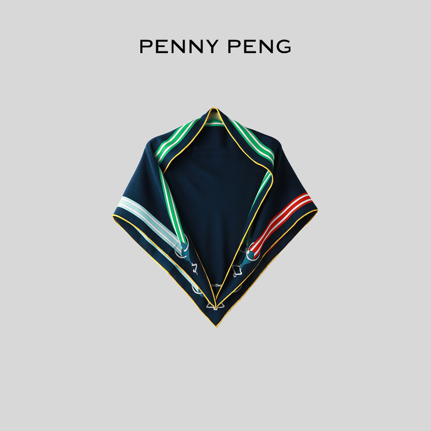 休闲条纹撞色时髦羊毛三角巾