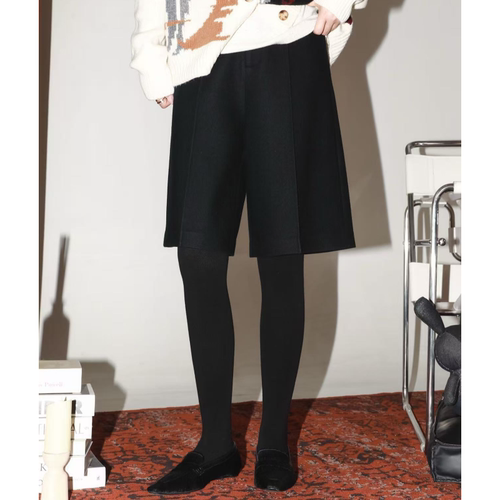 直筒羊毛五分裤气质显瘦阔腿裤