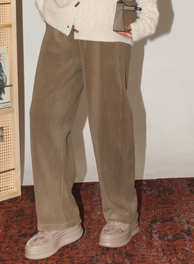 PENNYPENG 饼干裤 双面柔软亲肤颗粒绒保暖轻盈松紧腰宽松长裤