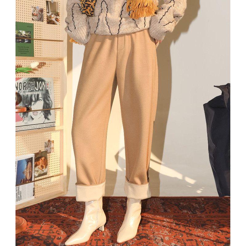 羊绒松紧腰休闲舒适九分裤