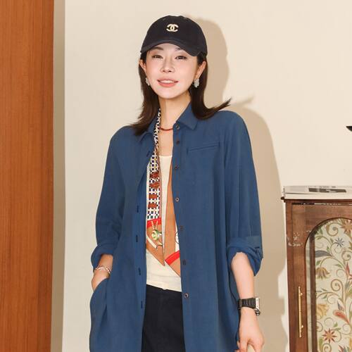35MM翻领真丝长袖衬衫