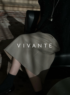 VIVANTE 摩登女郎 羊皮镂空设计感半身裙 DF07037