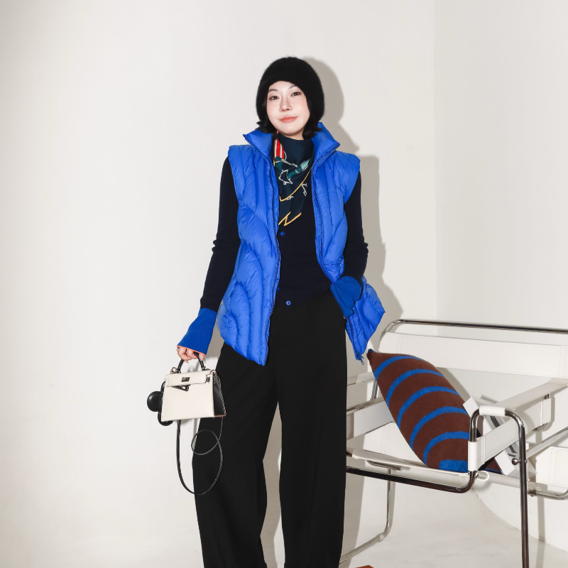 廓形造型感立领宽松鹅绒马甲