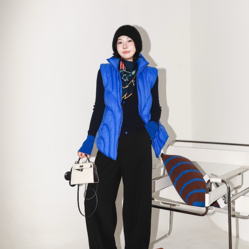 廓形造型感立领宽松鹅绒马甲