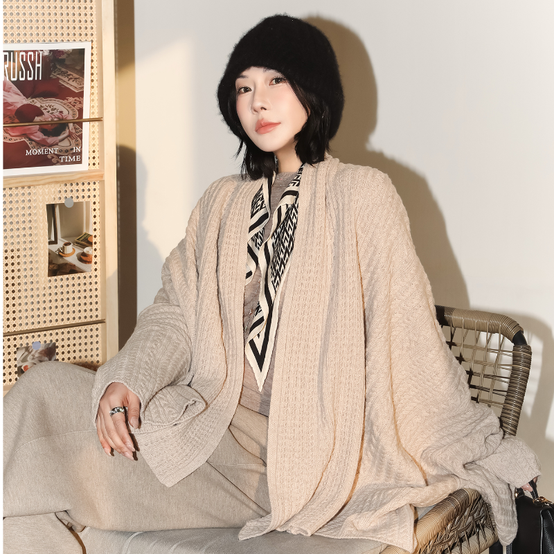 保暖绞花针织羊毛羊绒开衫