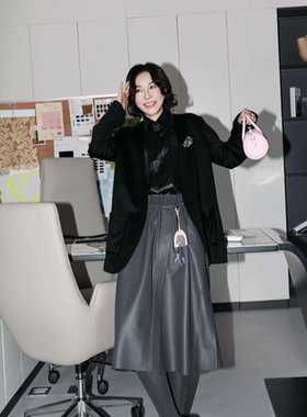 PENNYPENG百老汇黑标系列松紧腰时尚高腰半身裙炸街风女装DG08030