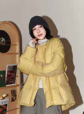 【90%白鹅绒】PENNYPENG暖姜茶黑标系列羽绒服圆领羊毛鹅绒服外套