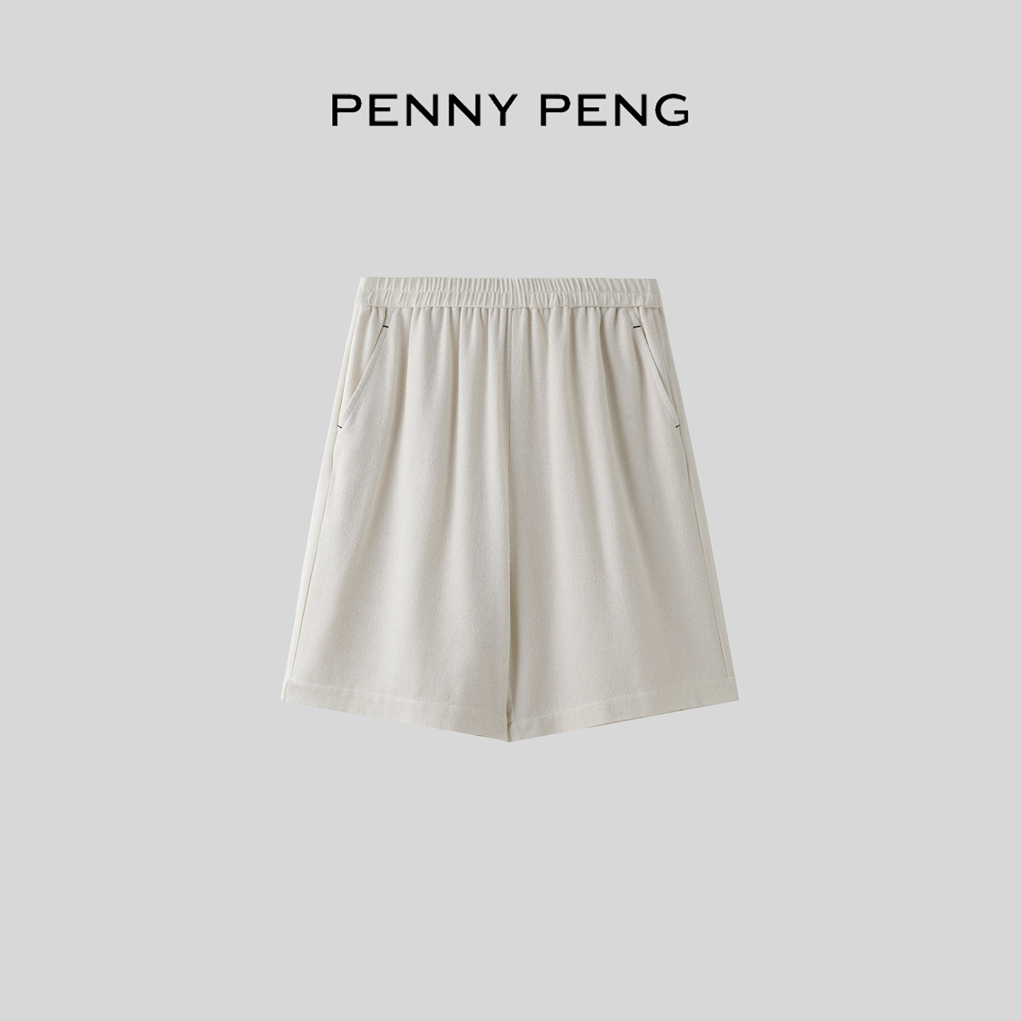 PENNYPENG 春屿 黑标系列高端绢丝丝萝阔腿短裤松紧腰真丝五分裤