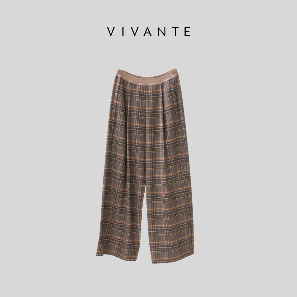 中腰华夫格格纹休闲裤