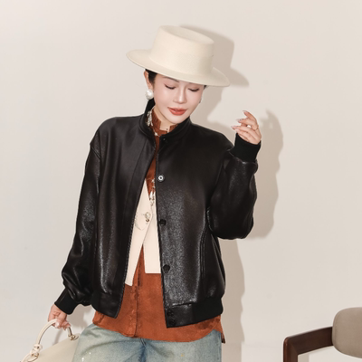 绵羊皮皮衣极简廓形外套