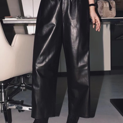 老钱风黑白两色显瘦松紧腰九分裤