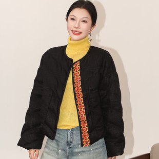 PENNYPENG 内有乾坤 香云纱真丝90绒鹅绒羽绒服壮锦风格提花外套