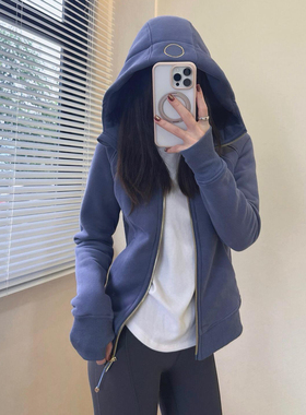 现lulu同款 Scuba女修身拉链连帽卫衣衫绒里收腰显瘦瑜伽运动外套