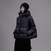 原创羽绒服女短款 森绘2025冬季 新款 连帽保暖白鸭绒面包服外套长62