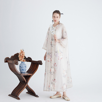 新中式禅意文艺开衫盘扣复古长衫