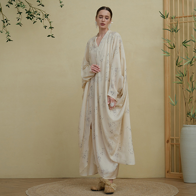 新中式P38立体裁剪国风宽松大码超长开衫慵懒防晒复古文艺薄外套