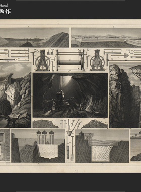美国1851年古董雕版钢版画收藏/Georg Heck百科/工业 采矿机械B.2
