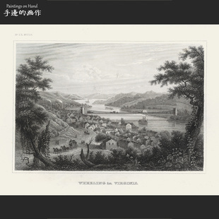 德国19世纪原版雕版凹版铜版钢版画/Joseph Meyer/弗吉尼亚州风光