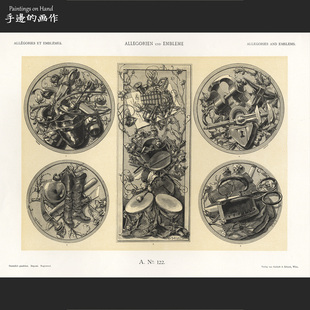 奥地利1900年古董复古木刻+套色石印版画/寓言和标志/工矿艺术类