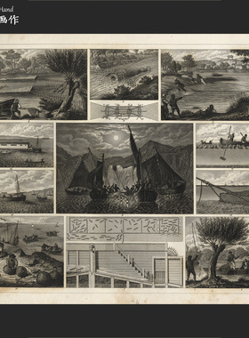 美国1851年古董雕版钢版画收藏/Georg Heck百科/渔业 捕鱼渔网F.4