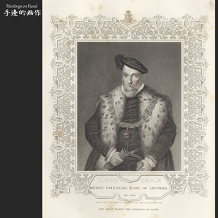 英国1835年铜版画雕刻格调软装装饰老物/皇家及贵族/阿伦德尔伯爵