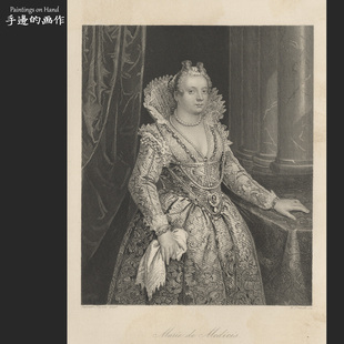 雕刻版 UNIVERSUM 画艺术老物件 玛丽一世 PAYNE 欧洲19世纪原版