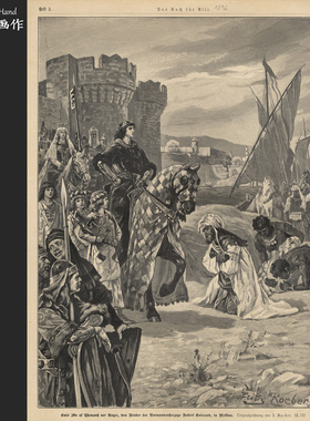 德国1892年古董复古木口木刻历史版画/Das Buch für Alle/征服者