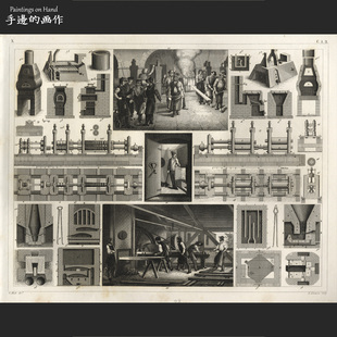 钢版 火力 画收藏 Heck百科 冶炼C.1.2 Georg 美国1851年古董雕版