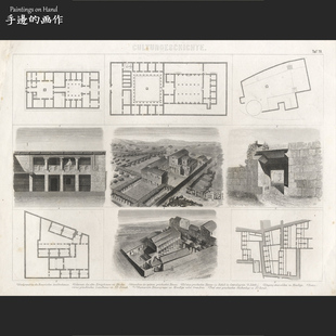 德国1878年古董钢版画复古收藏/BILDER-ATLAS/古希腊文化 建筑