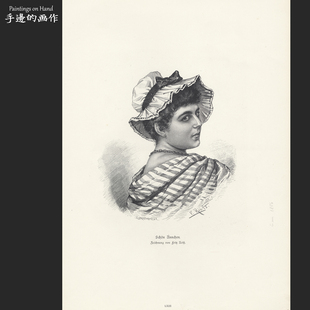 德国1886年原版木刻版画复古艺术老物件/MODERNE KUNST/肖像