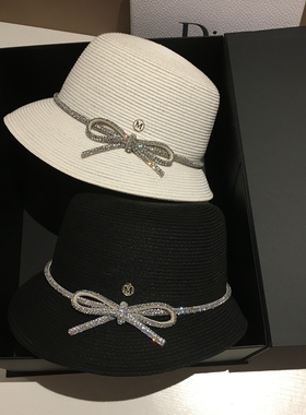 2021新款圆顶草帽女夏天可折叠遮阳帽蝴蝶结渔夫帽子休闲百搭韩版