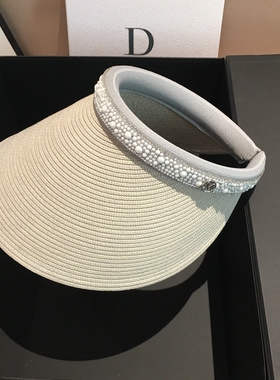 加密新款女夏空顶帽子骑车日系防晒防紫外线太阳帽大沿遮阳草帽潮