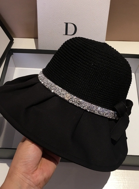 新款帽子女夏太阳帽大檐防紫外线渔夫帽子韩版遮阳遮脸防晒帽盆帽