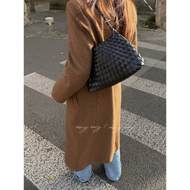 cosyzing法式手工编织皮质度假包大容量通勤托特包手提单肩腋下包