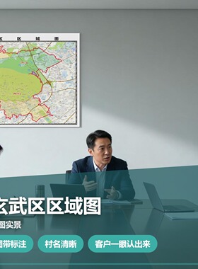 玄武区区域图 现代简约装饰画 办公室挂画 定制地图挂图