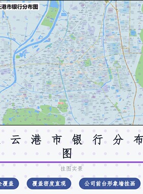 连云港市银行分布图 现代简约装饰画 办公室挂画 定制地图挂图