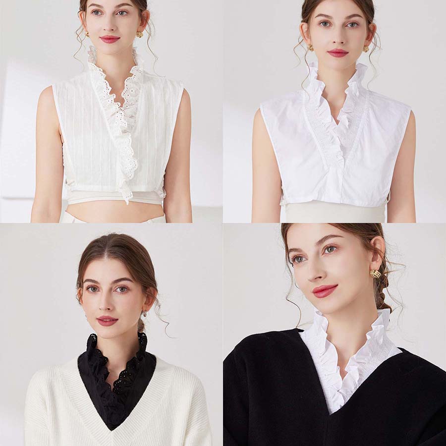 休闲棉质鸡心领假领子