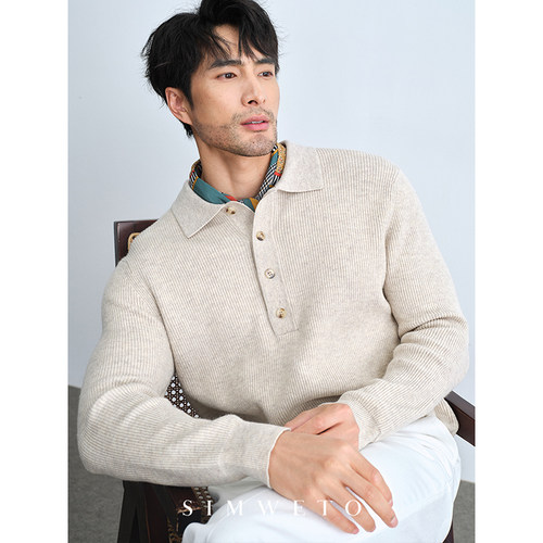 老钱风12针细条纹羊绒衫