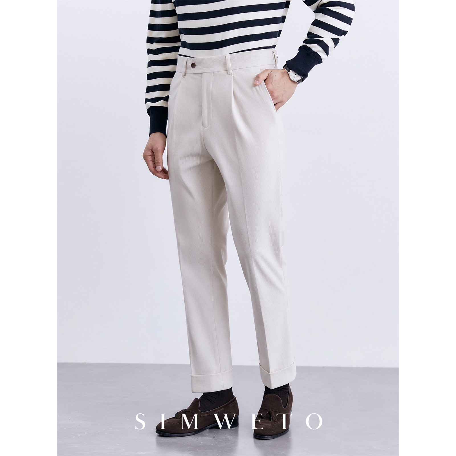 灯芯绒休闲那不勒斯西裤