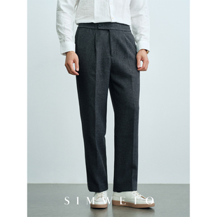 暗纹肌理感弹力腰通勤百搭休闲裤 双面磨毛细腻柔软 保暖锁温 冬季