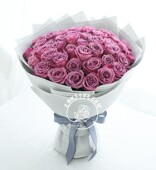 50枝紫玫瑰鲜花精包装 花束节日生日送花全国配送