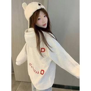 黎帮主的风格店潮牌美式刺绣字母连帽卫衣女2025新款韩版情侣上衣